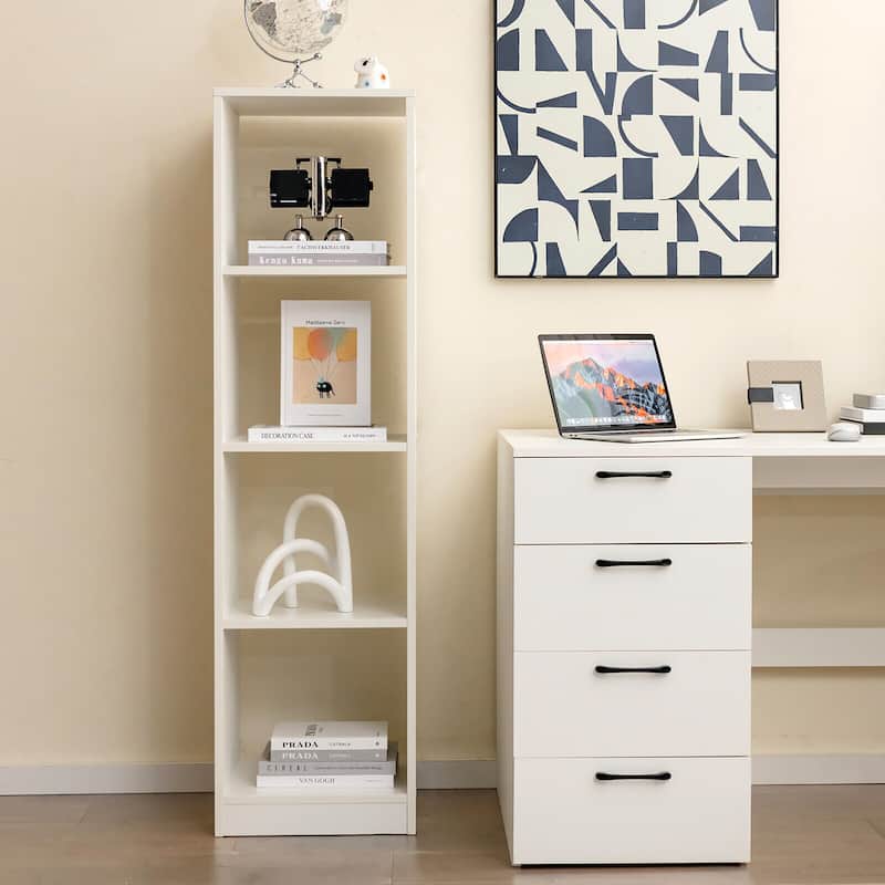 Gymax 5-Tier Bookshelf Corner Bookcase Storage Display Organizer w/ 4