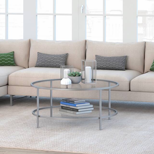 Orwell Modern Round Metal and Glass Coffee Table