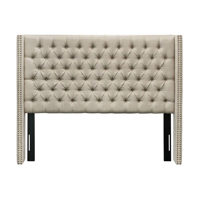 Madison Park Baldwin Upholstered Wingback Headboard with Button Tufting & Nailhead Trim