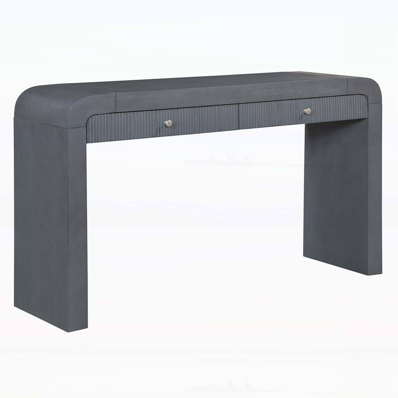 Console Table with Fluted Drawer,Curved Corners,and Thick Legs for Hallway & Living Room