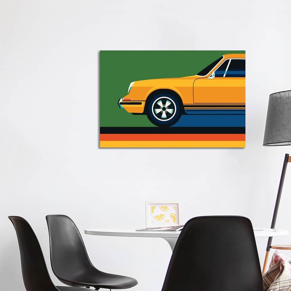 iCanvas "Orange Vintage Sports Car Side Front" by Bo Lundberg Canvas Print