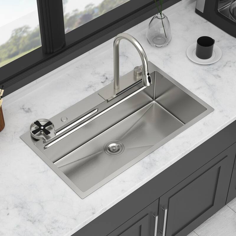 33" Drop-In 16 Gauge Single Bowl Stainless Steel Kitchen Sink - 33'' x 19.29'' x 9''