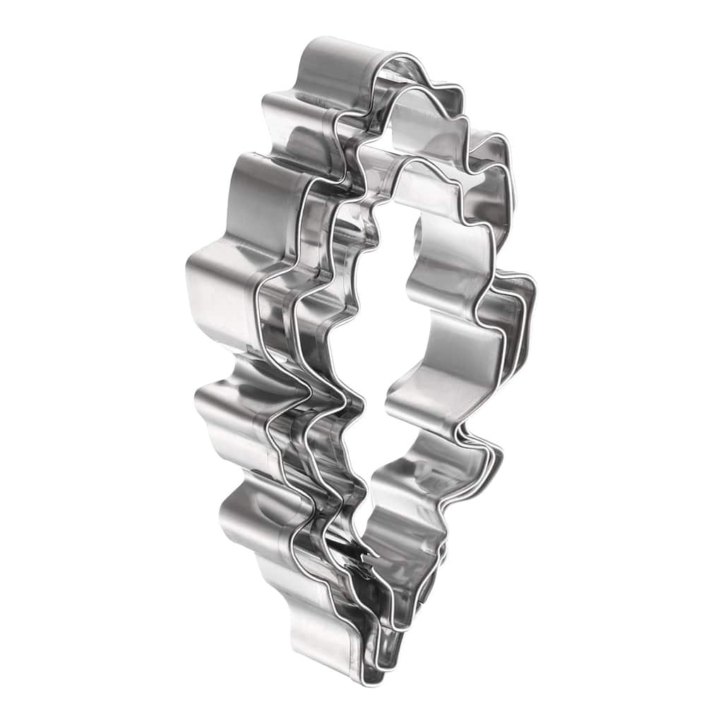 3pcs Cineraria Cookie Cutter Set Assorted Sizes Flower Petal Cutters - Silver