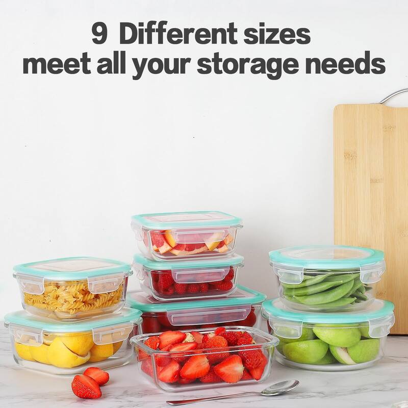 12 Sets Glass Food Storage Containers with Lids, Glass Meal Prep Containers, Airtight Glass Bento Boxes, BPA Free & Leak Proof
