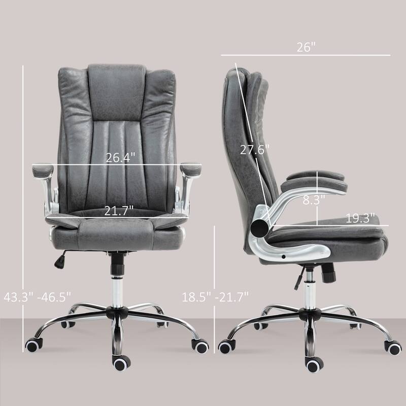 Ergonomic Chair Upholstered Chair with Flip Up Armrests, Executive Office Chair Swivel Reclining Chair
