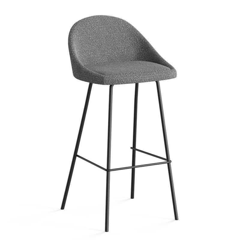 Marco Boucle Bar Height Stools Black Legs (Set of 2) - Grey Boucle