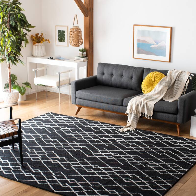 SAFAVIEH Handmade Metro Massom French Country Wool Rug - 8' x 10' - Black/Ivory
