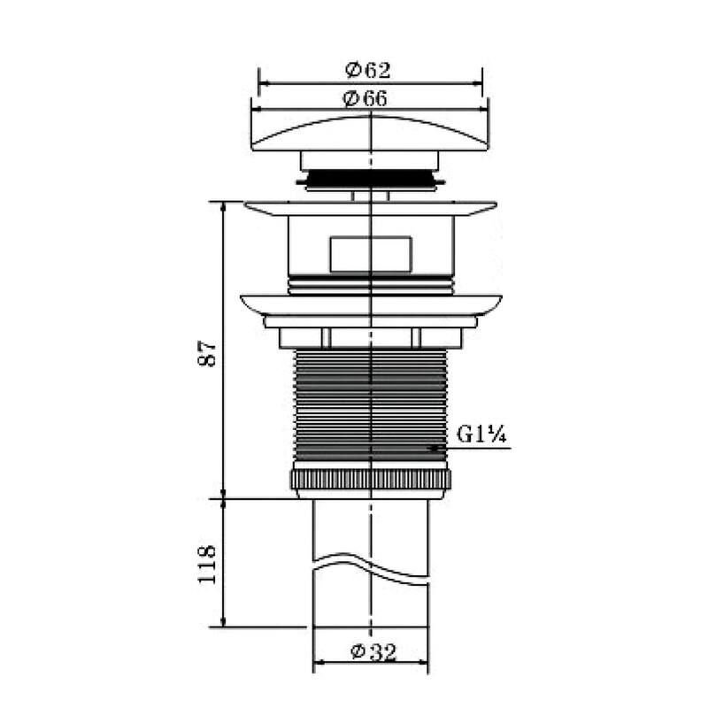 2.36'' W Pop-Up Kitchen Sink Drain - N/A