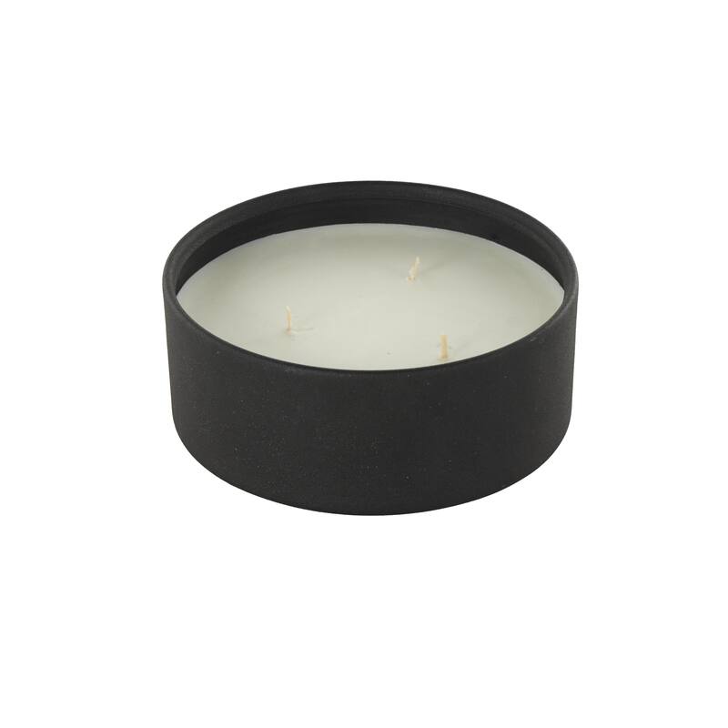 Beige, Black or Cream Metal Scented Textured 22oz 3 Wick Decorative Candle with White Wax