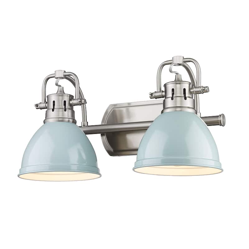 Duncan 2-Light Bath Vanity - Pewter with Seafoam Shades