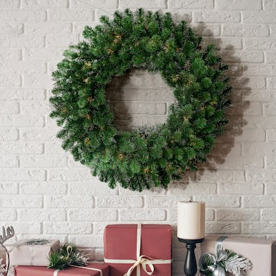 Pre-lit Deluxe Oregon Fir Wreath 36" - Natural Green