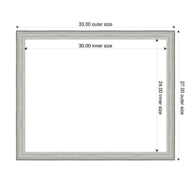 Amanti Art Bel Volto Silver Framed Dry Erase Magnetic Board - 33 x 27 in