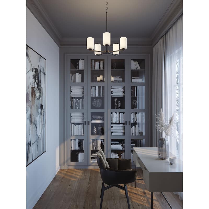 AFX Leo 5-Light Med Base Chandelier - Black