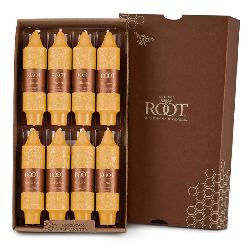 Root Unscented 5 In. Timberline™ Collenette Taper Candles box of 8 - 5 X 1-1/4 - Butterscotch