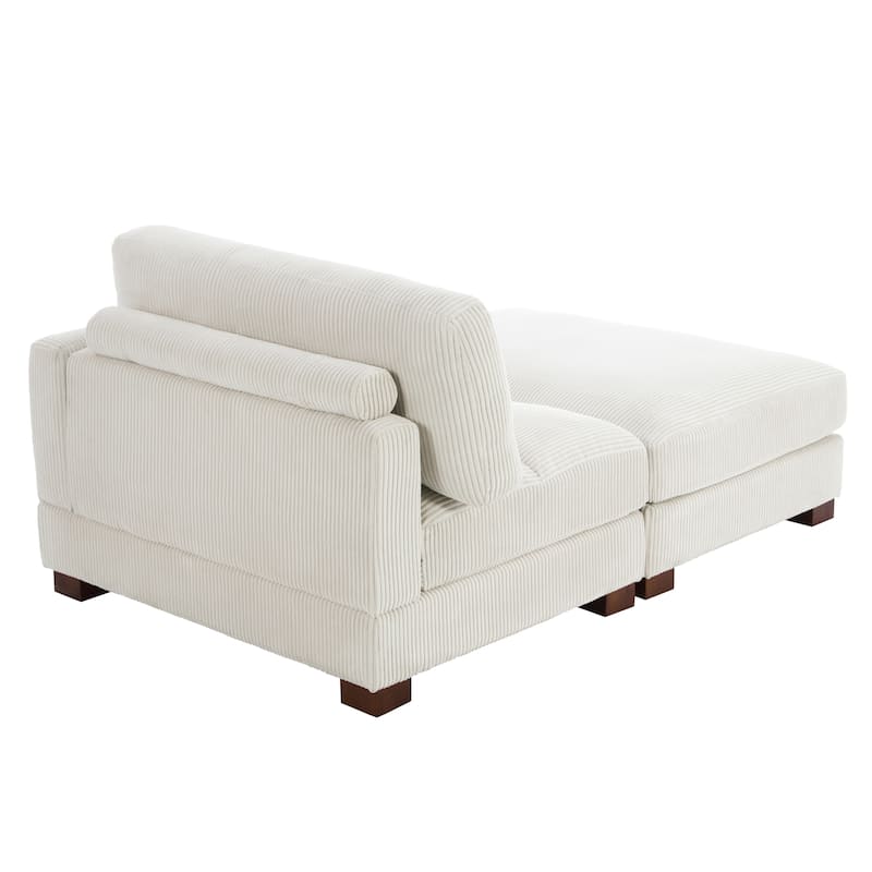 Modern 43'' Corduroy Comfy Sectional Chaise Lounge with Pillow
