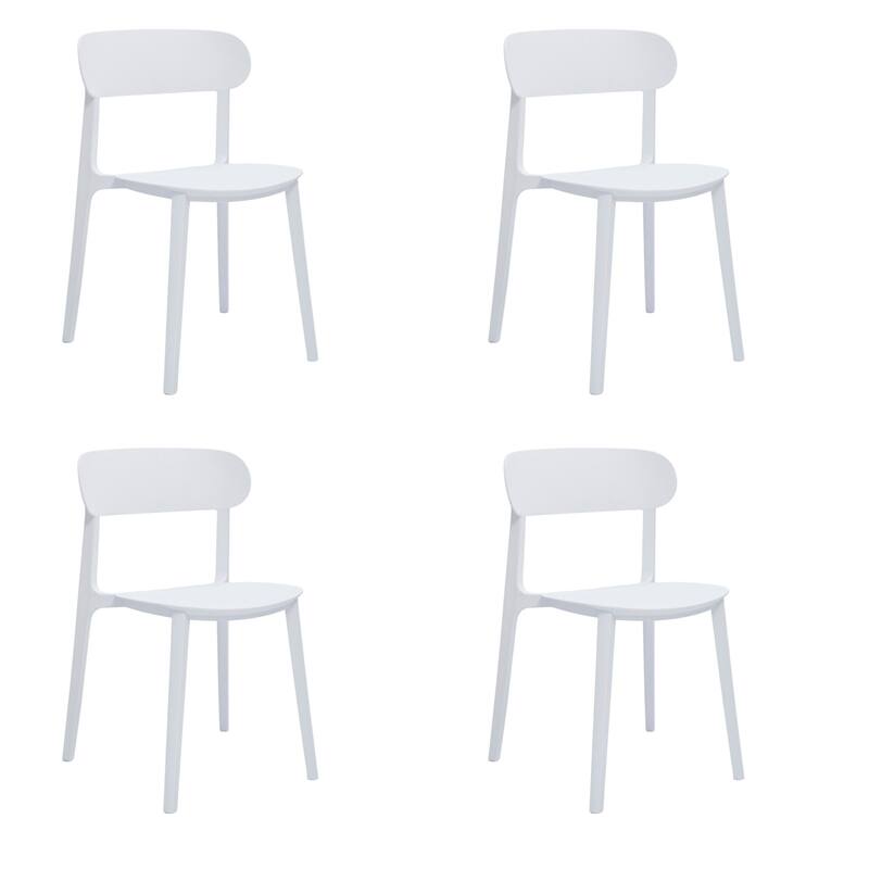 HomeRoots Set of Four White Heavy Duty Plastic Dining Side Chairs - 20.46 in. x 30.50 in. x 18.89 in.