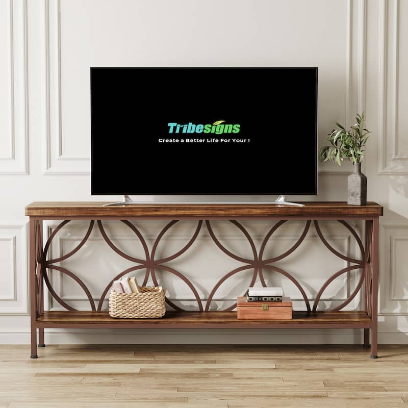70.9" Modern Sofa Console Table with Storage Shelves for Entryway