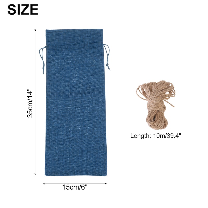 12pcs Burlap Wine Bags, Wine Gift Pouches with Drawstrings - Blue