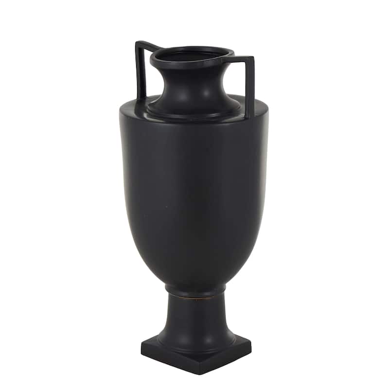 Ceramic Fluted Urn Shaped Vase with Handles - Black or White - Roche River Decor