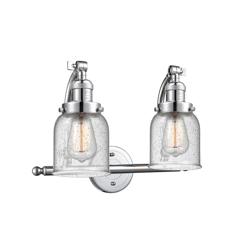 Innovations Lighting Small Bell 2 Light 18" Wide Bathroom Vanity Light - Polished Chrome / Seedy