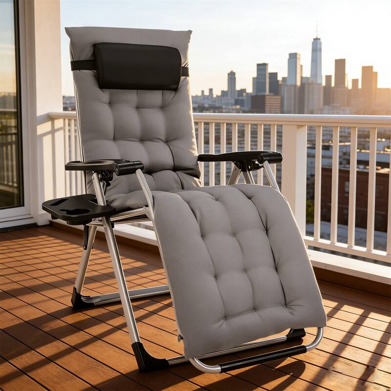 Zero Gravity Chair, Outdoor Lounge Chairs Sun Loungers - Grey-1 Pcs