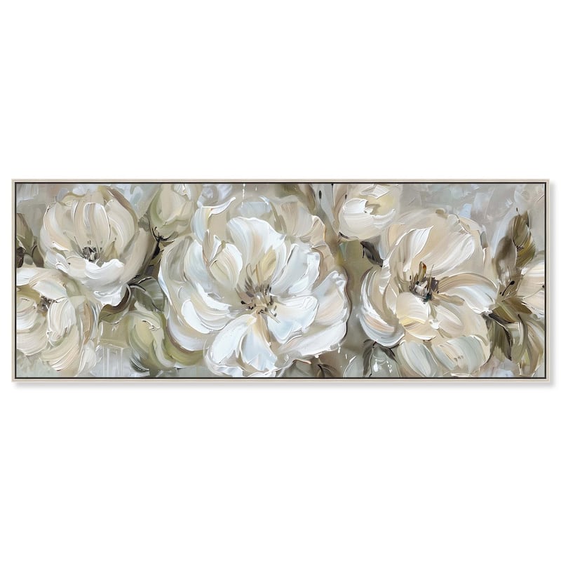 Floral in Sage Panoramic Canvas by Art Remedy - Silver - 54" x 20"