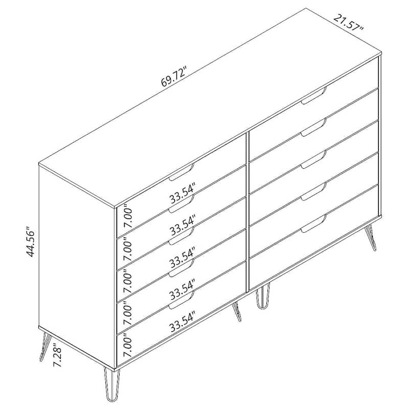Manhattan Comfort Rockefeller 3-Piece Dresser and Nightstand Set