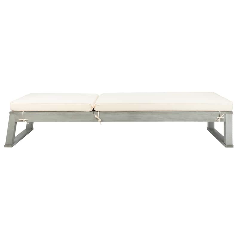 SAFAVIEH Outdoor Kaliyah Solid Wood Chaise Lounge Chair - 25Wx81Dx37H