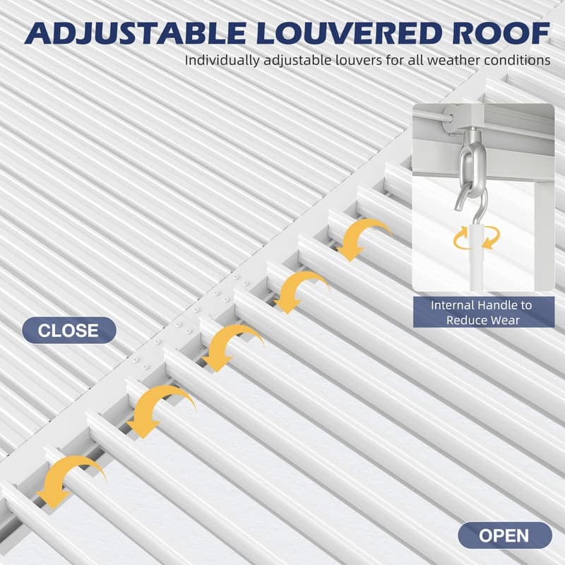Outdoor Louvered Pergola with Optional Winter Cover – Adjustable Hardtop Gazebo, Steel Frame