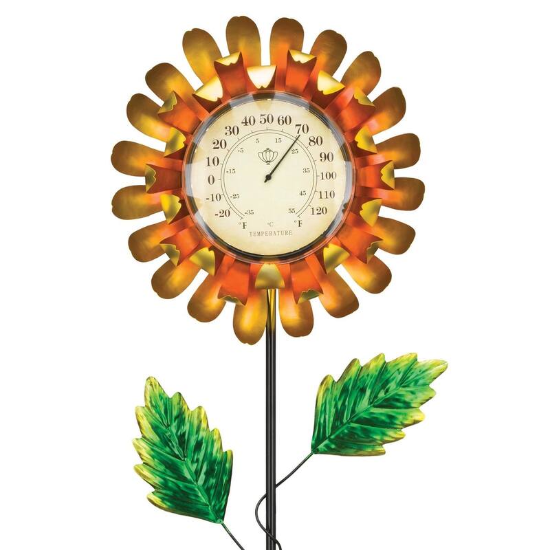 Thermometer Solar Stake - Yellow Buttercup