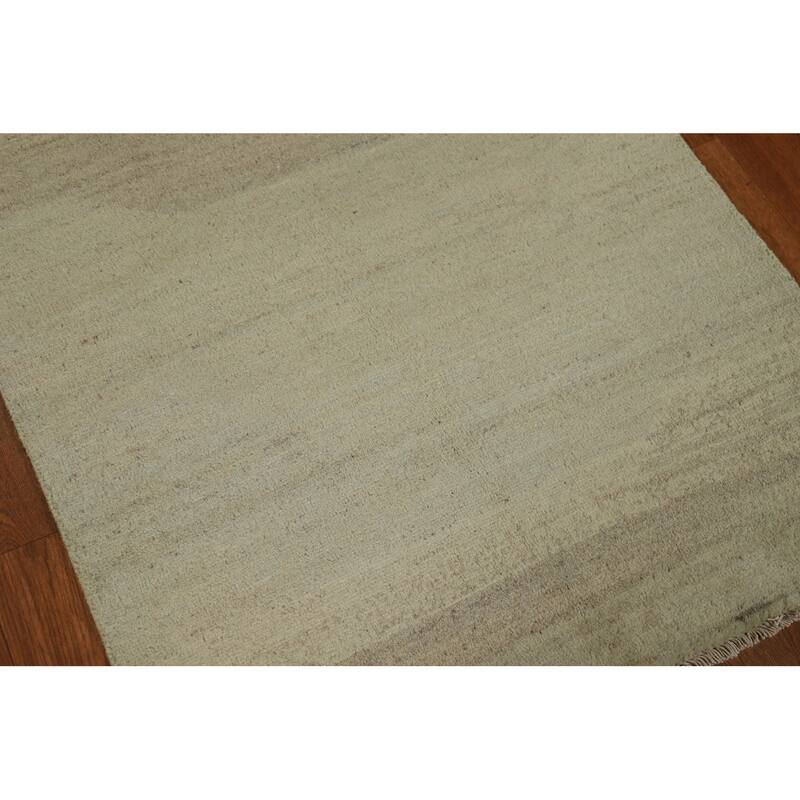 Modern Green Gabbeh Oriental Foyer Rug Handmade Wool Carpet - 2'8"x 4'0"