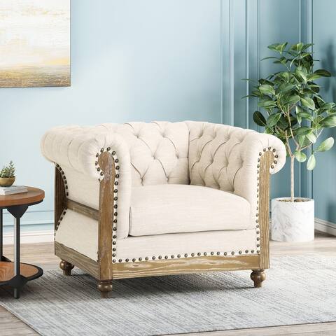 Voll Tufted Club Chair with Nailhead Trim by Christopher Knight Home