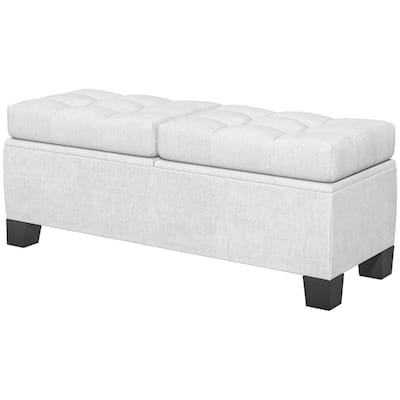 Linen Under-Seat Storage Ottoman Bench with Soft Cushion Seat for Entryway or Bedroom Use - 45.75" W x 16.25" D x 18.5" H