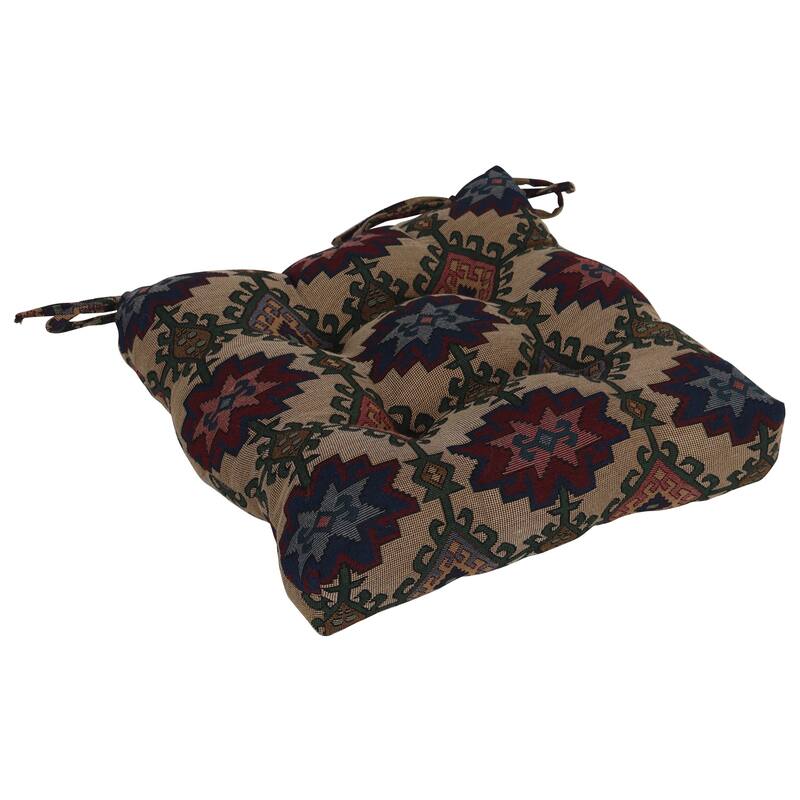 16-inch Square Woven Tapestry Tufted Chair Cushions (Set of 2 or 4) - 16 x 16