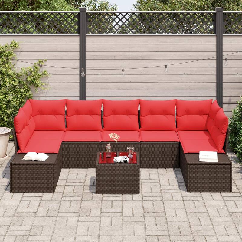 vidaXL 8 Piece Garden Sofa Set with Cushions - 113.8×60.6×27.2