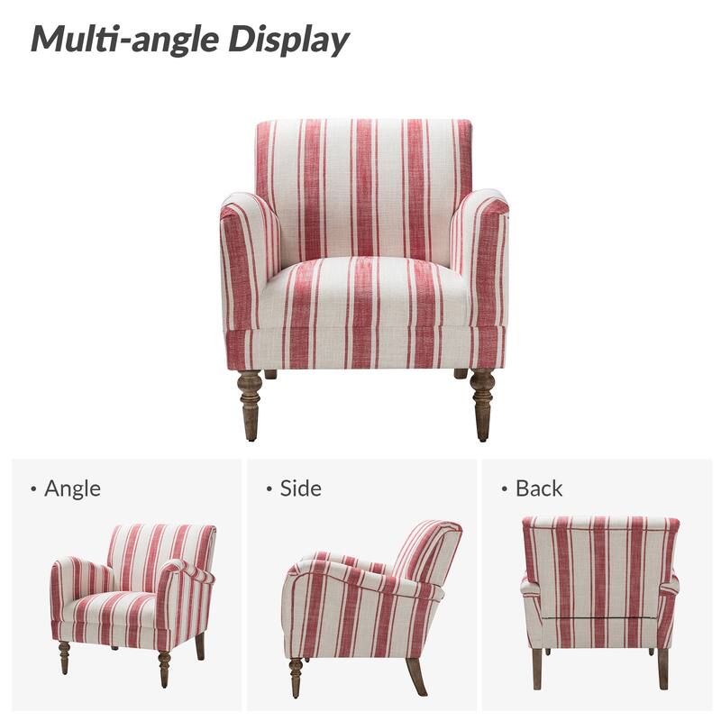 Seip Classic and Contemporary Striped Arm Chair with Spindle Legs by HULALA HOME