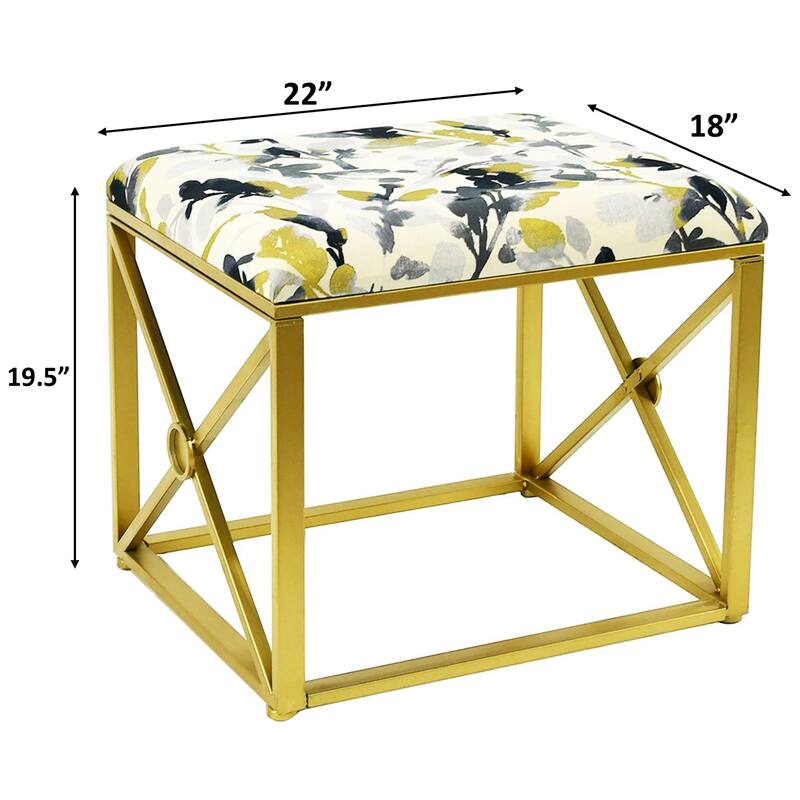 Modern Fabric Upholstered Ottoman with Foam Padding, 22" Wide