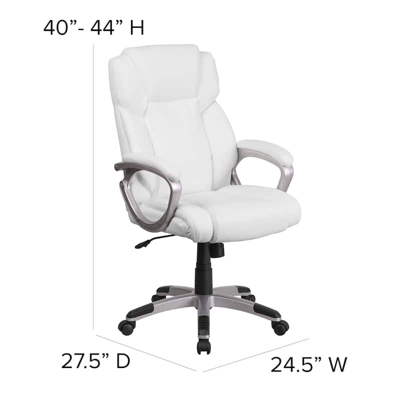 Mid-Back LeatherSoft Executive Swivel Office Chair with Padded Arms