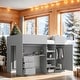 preview thumbnail 1 of 14, Stylish & Simple Wood Full Size Loft Bed with Built-in Wardrobe, Desk, Storage Shelves and Drawers, Safety Guaranteed, Grey