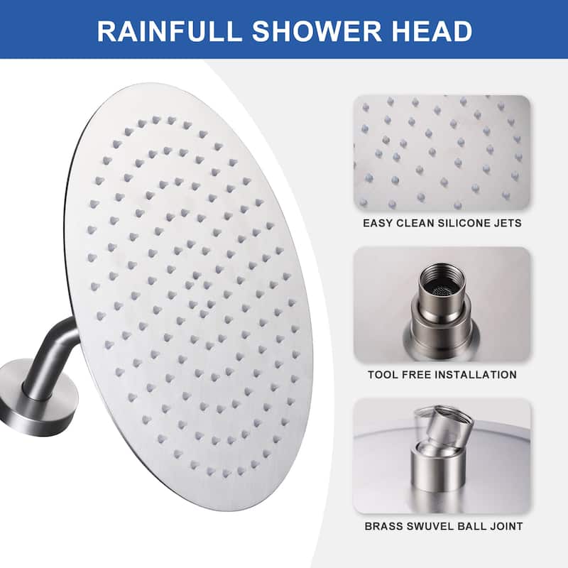 WOWOW 1-Spray Patterns with Wall Mount Rain Fixed Shower Head