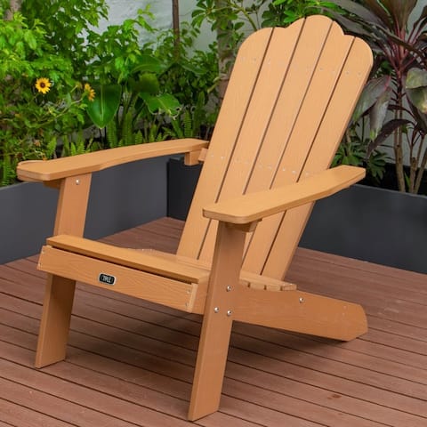 Adirondack All-Weather Chair Backyard Outdoor Furniture Painted Seating with Cup Holder