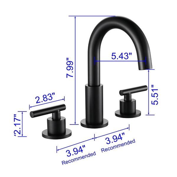 dimension image slide 1 of 3, 8 Inch Widespread Bathroom Sink Faucet 3 Holes Bathroom Faucet Double Handle Modern Basin Vanity Faucets Deck Mounted No Drain