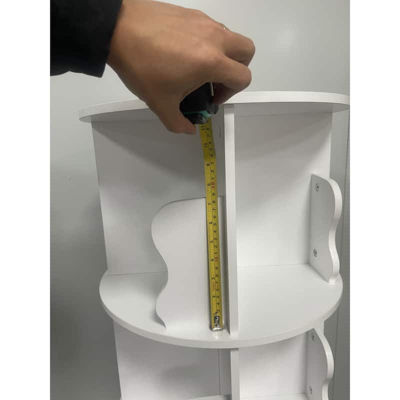 4 Tier Rotating Bookshelf Tower, Spinning Corner Bookshelf for Small Spaces, Revolving 360° Bookcase Storage Rack Tower