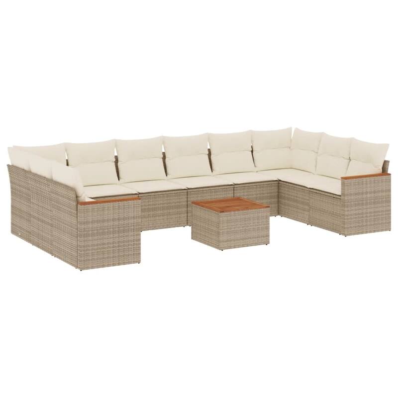 vidaXL Patio Sofa Set with Cushions Outdoor Conversation Furniture Poly Rattan - 24.4 x 24.4 x 27.2 in