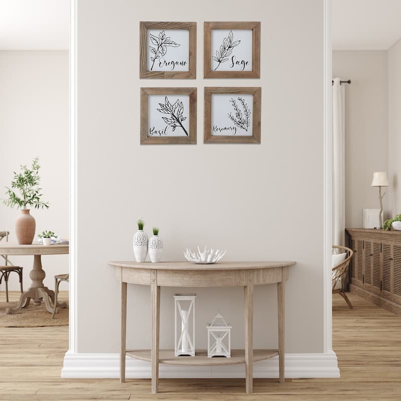 IH Casa Decor Framed Wood Blocks Kitchen Herbs Asstd - Set of 4 - Black