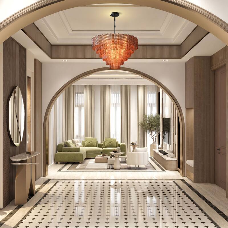 Modern Chandelier, 41 in. 9-Light Black & 59 in. 11-Light Gold Options for Dining Room, Living Room, Foyer, Bedroom