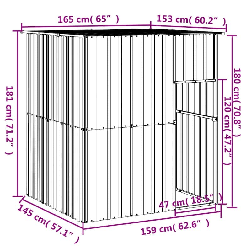 vidaXL Dog House Outdoor Dog Kennel Cage Shelter with Roof Galvanized Steel