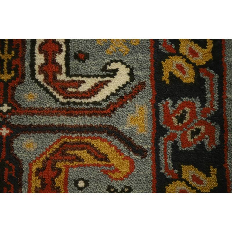 Hand Knotted Oriental 100% Wool Carpet Traditional Geometric Oranges & Rust Kazak Runner Rug - 9' 9'' X 2' 6''