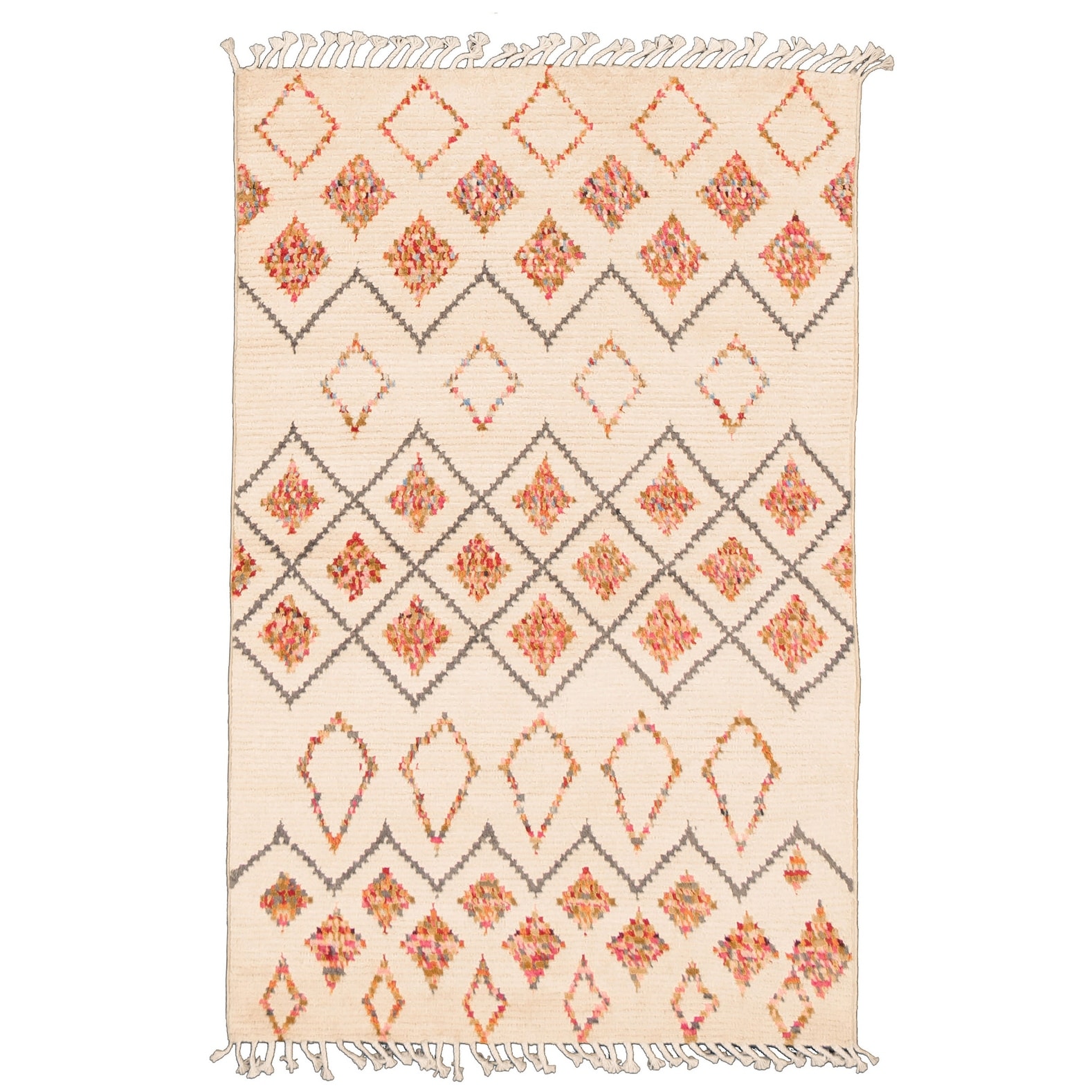 Hand-Knotted Wool Rug 339874 eCarpet Gallery Area Rug for Living Room Pak Finest Marrakesh Moroccan Ivory Rug 6'0 x 8'9 Bedroom 