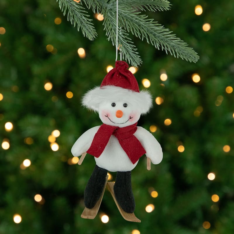 9.5" Skiing Snowman with Red Winter Hat Christmas Ornament